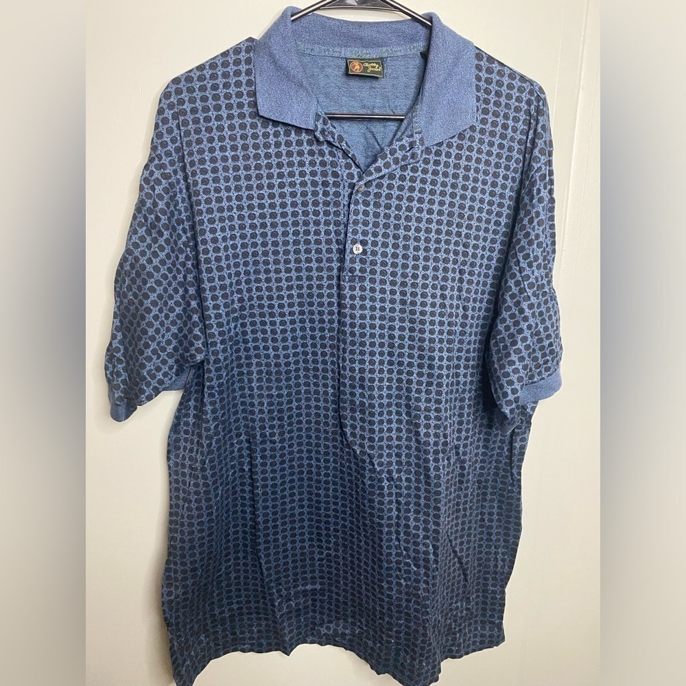 Bobby Jones Collection Polo Golf Shirt Men's XL Blue Pattern 100% Cotton